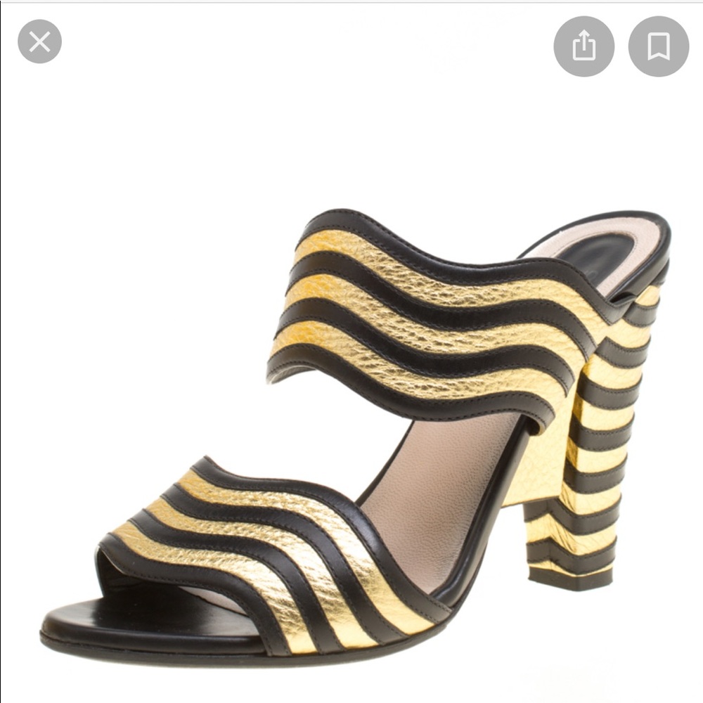Fendi gold and black sandals